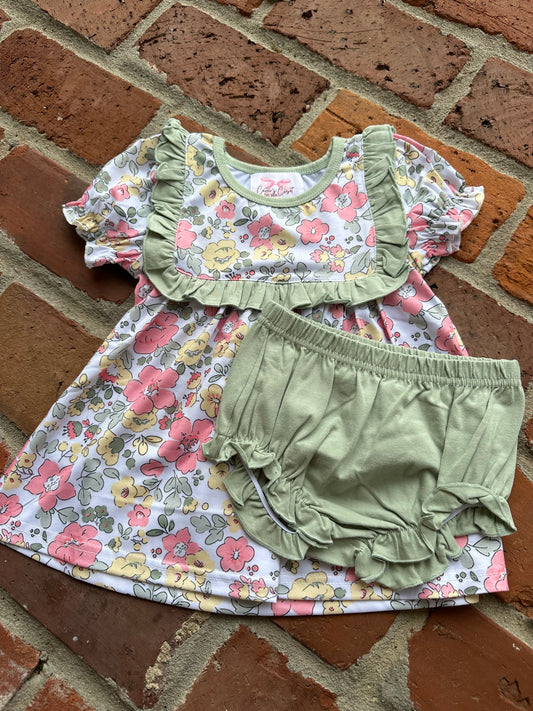 Green Floral Bloomer Set